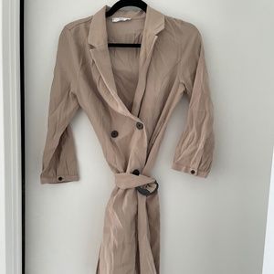 Mango Button Wrap Dress - Beige Trench Dress
